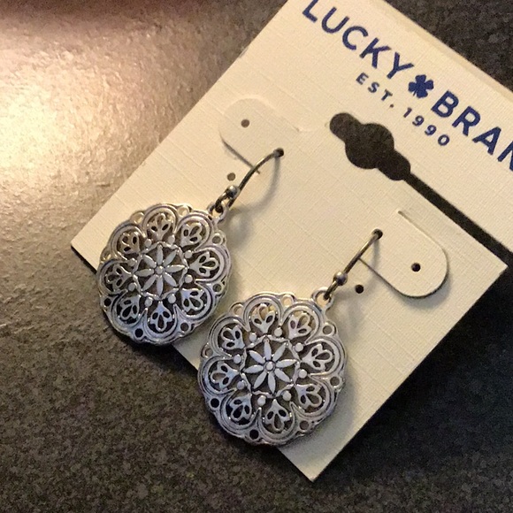 NEW silver medallion drop earrings - Picture 2 of 7